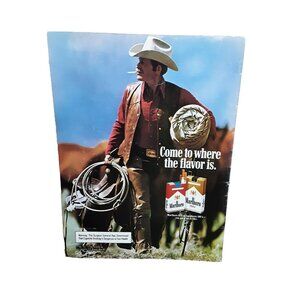1983 Marlboro Cowboy Ad Come to Where the Flavor Is Vintage Print